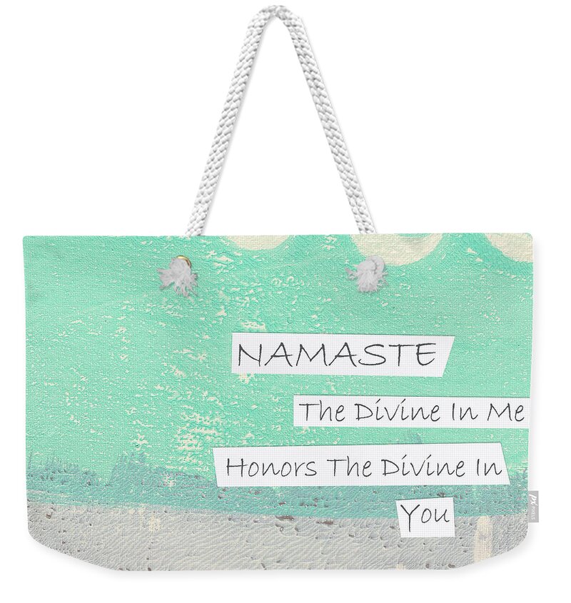Namaste Weekender Tote Bag featuring the painting Namaste #6 by Linda Woods