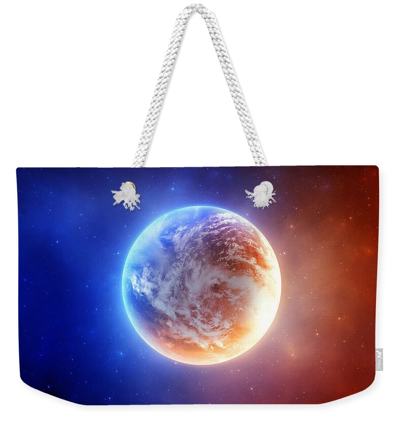 Planet Weekender Tote Bag featuring the digital art Planet #6 by Super Lovely