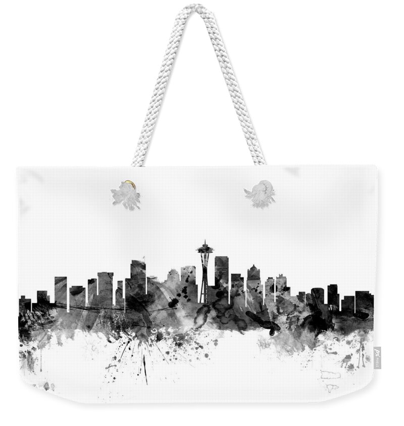 United States Weekender Tote Bag featuring the digital art Seattle Washington Skyline by Michael Tompsett