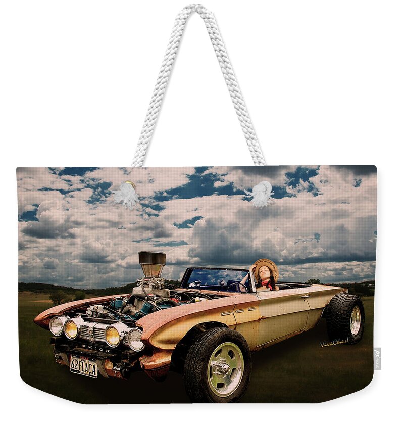 1962 Weekender Tote Bag featuring the photograph 62 Buick Rat Rod Roadster Flaca by Chas Sinklier