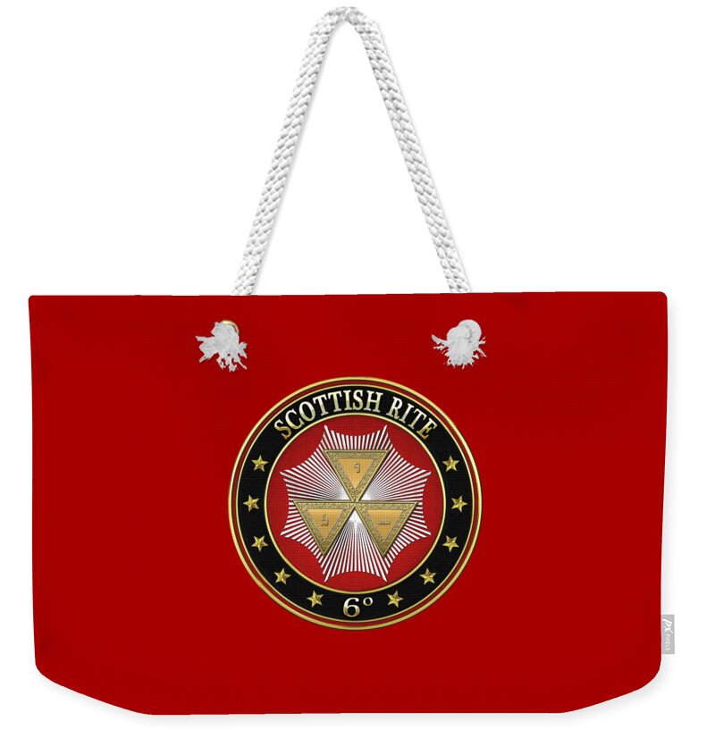 'scottish Rite' Collection By Serge Averbukh Weekender Tote Bag featuring the digital art 6th Degree - Intimate Secretary Jewel on Red Leather by Serge Averbukh