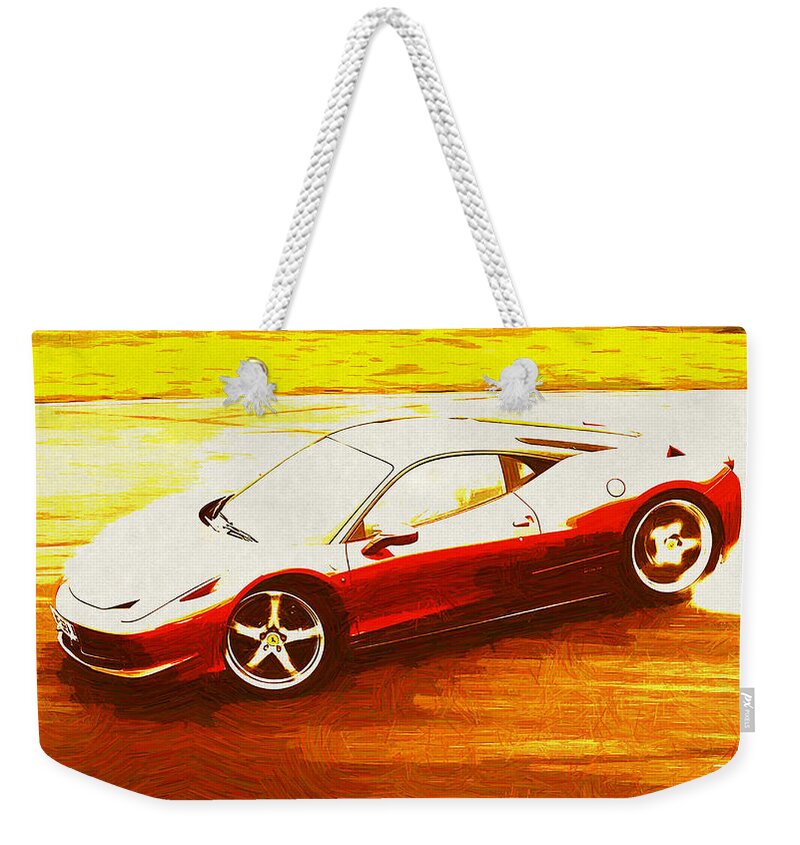 Ferrari Weekender Tote Bag featuring the digital art Ferrari #7 by Lora Battle