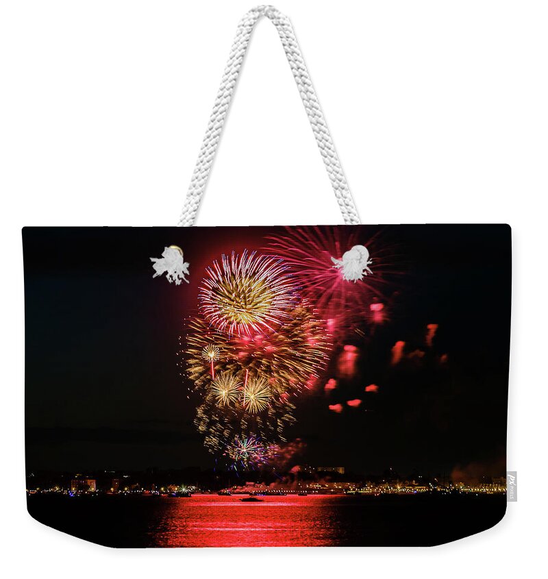 Anniversary Weekender Tote Bag featuring the photograph Fireworks #7 by SAURAVphoto Online Store