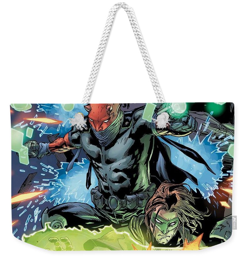 Green Lantern Weekender Tote Bag featuring the digital art Green Lantern #7 by Super Lovely