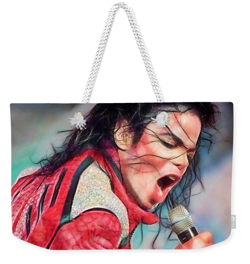 Michael Jackson Art Weekender Tote Bag featuring the mixed media Michael Jackson Collection #4 by Marvin Blaine