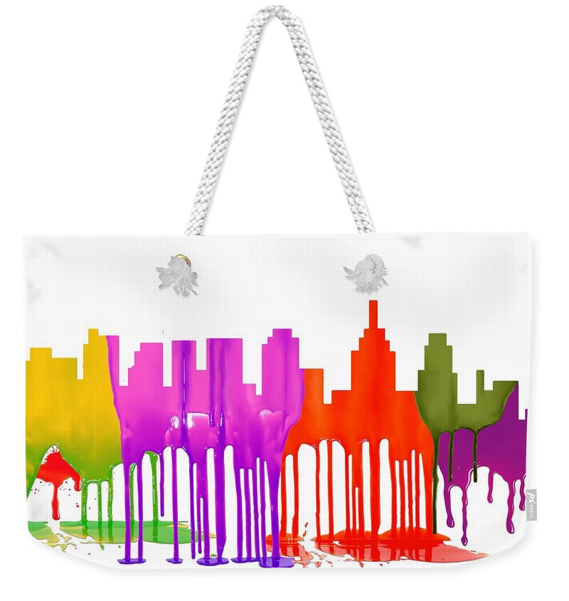 Philadelphia Pennsylvania Skyline Weekender Tote Bag featuring the digital art Philadelphia Pennsylvania Skyline #7 by Marlene Watson