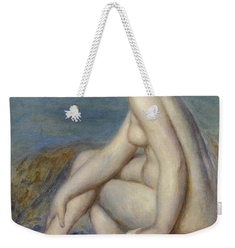 Pierre-auguste Renoir Weekender Tote Bag featuring the painting Seated Bather #9 by Pierre-Auguste Renoir