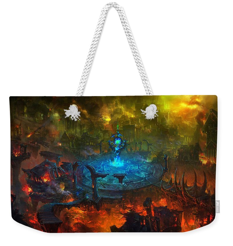 City Weekender Tote Bag featuring the digital art City #70 by Super Lovely