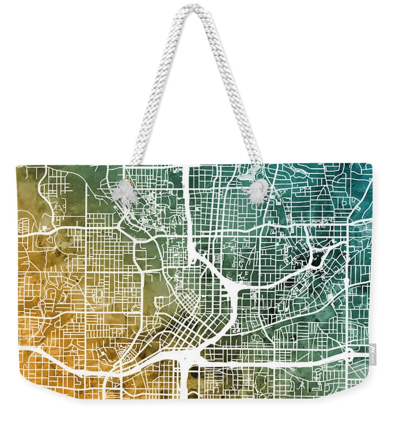Street Map Weekender Tote Bag featuring the digital art Atlanta Georgia City Map by Michael Tompsett