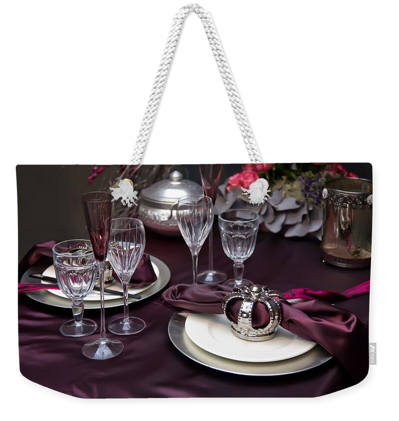 Christmas Weekender Tote Bag featuring the photograph Christmas table #8 by Ariadna De Raadt
