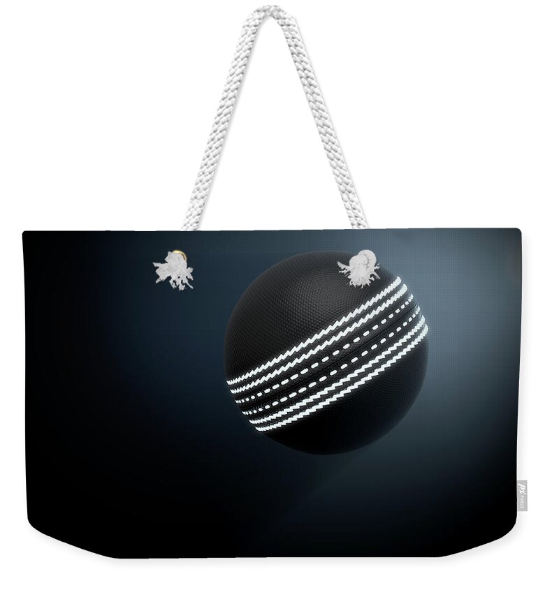 Cricket Weekender Tote Bag featuring the digital art Futuristic Neon Sports Ball #8 by Allan Swart
