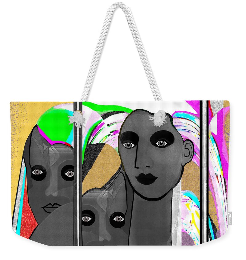 822 Weekender Tote Bag featuring the digital art 822 - The Fighters 2017 by Irmgard Schoendorf Welch