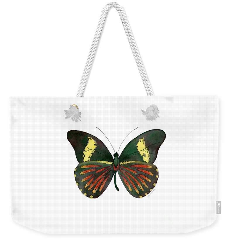 Archonias Butterfly Weekender Tote Bag featuring the painting 86 Archonias Butterfly by Amy Kirkpatrick