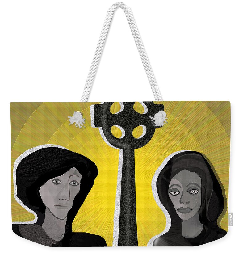 863 Weekender Tote Bag featuring the painting 863 The Ancesters faith by Irmgard Schoendorf Welch
