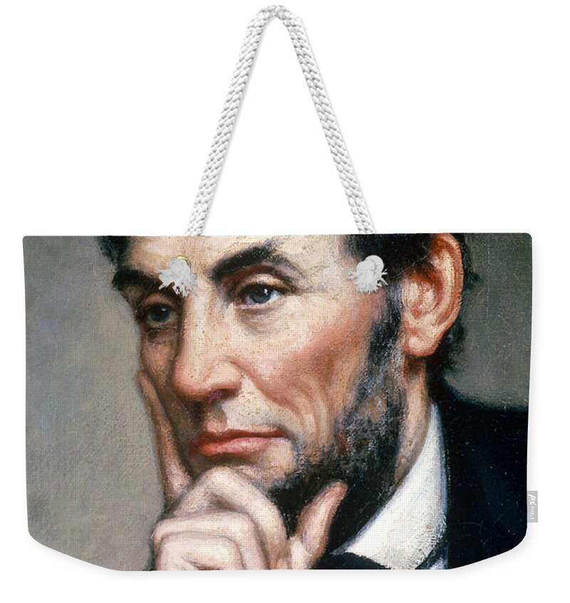 Abraham Lincoln Weekender Tote Bag featuring the photograph Abraham Lincoln 16th American President #9 by Photo Researchers
