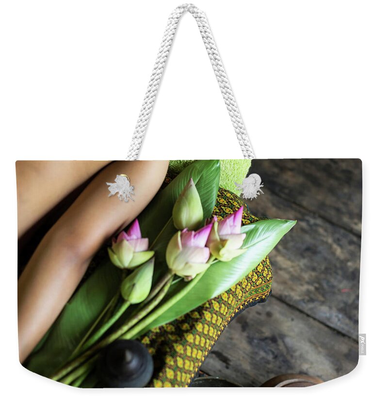 Asia Weekender Tote Bag featuring the photograph Asian Massage Spa Natural Organic Beauty Treatment #9 by JM Travel Photography