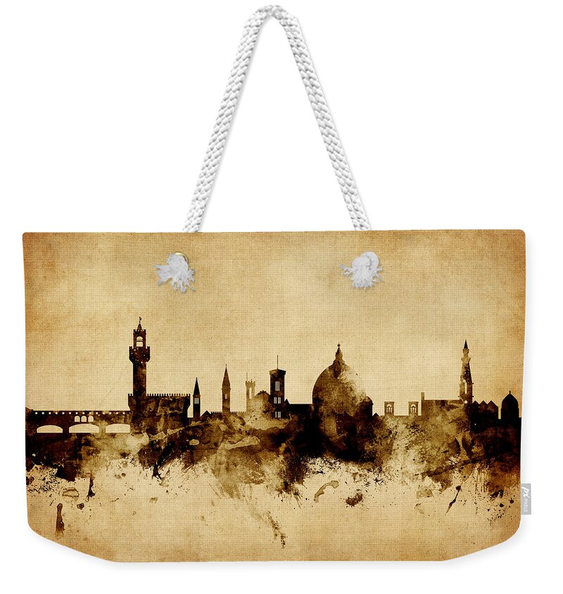 Italy Weekender Tote Bag featuring the digital art Florence Italy Skyline #9 by Michael Tompsett