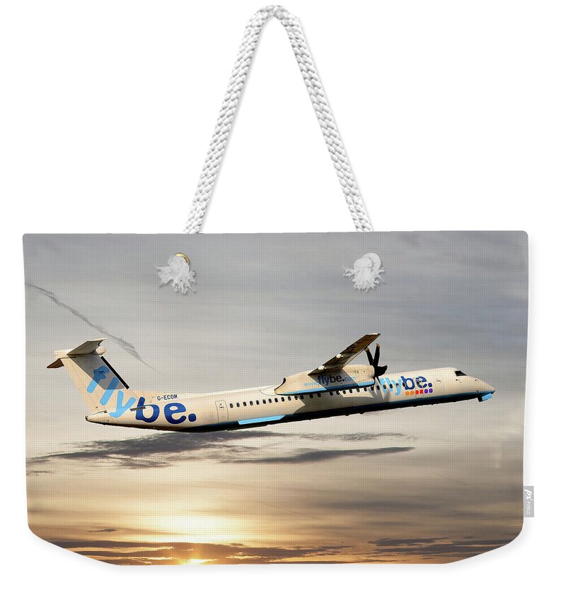 Flybe Weekender Tote Bag featuring the photograph Flybe Bombardier Dash 8 Q400 by Smart Aviation