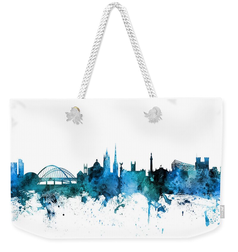 City Weekender Tote Bag featuring the digital art Newcastle England Skyline by Michael Tompsett