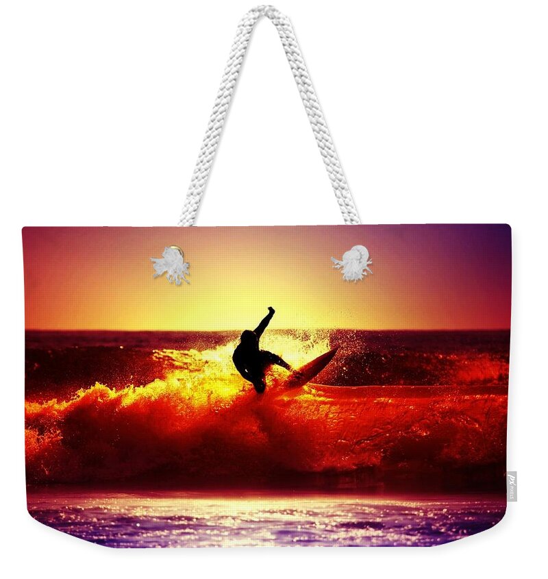 Surfing Weekender Tote Bag featuring the photograph Surfing #9 by Jackie Russo