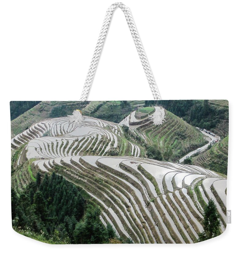 Scene Weekender Tote Bag featuring the photograph Terrace fields scenery in spring #9 by Carl Ning