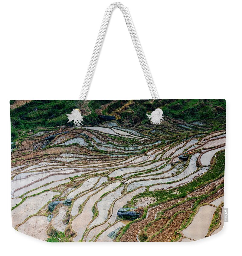 Terrace Weekender Tote Bag featuring the photograph Longji terraced fields scenery #92 by Carl Ning