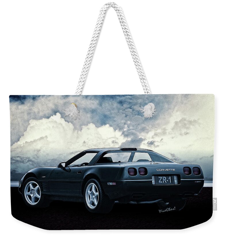 94 Weekender Tote Bag featuring the photograph 94 Corvette ZR-1 Three-Quarter Back by Chas Sinklier