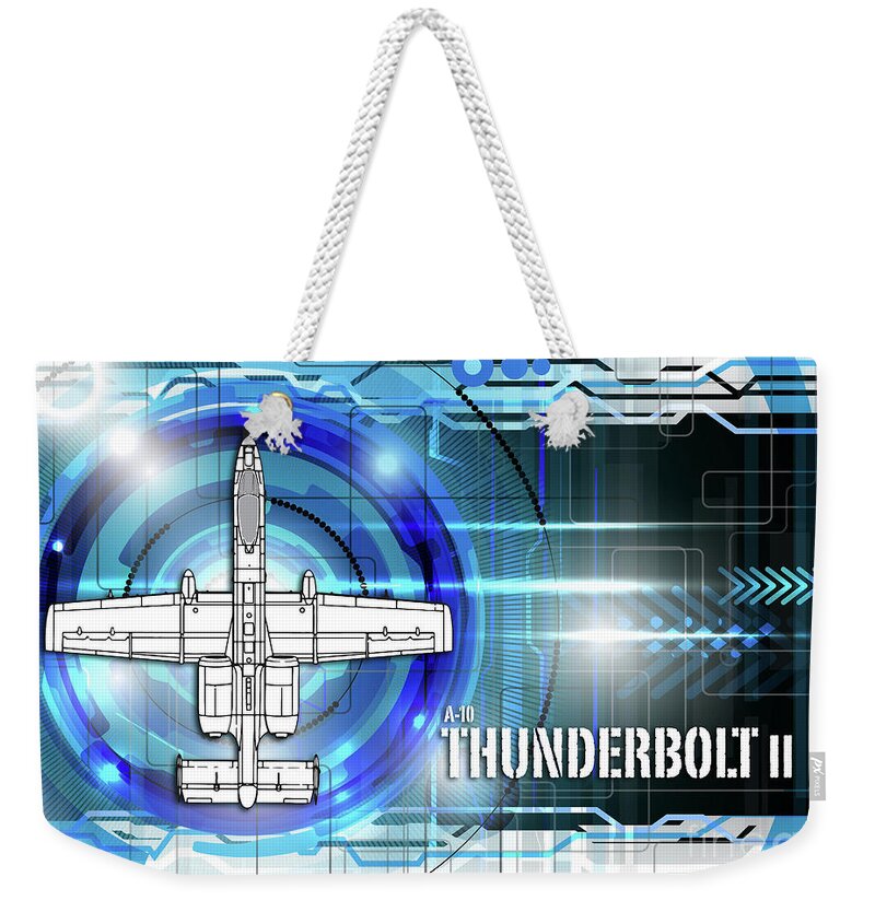 A-10 Weekender Tote Bag featuring the digital art A-10 Thunderbolt II Blueprint by Airpower Art