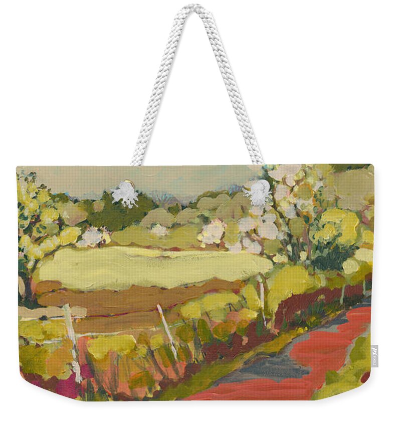Landscape Weekender Tote Bag featuring the painting A Bend in the Road by Jennifer Lommers