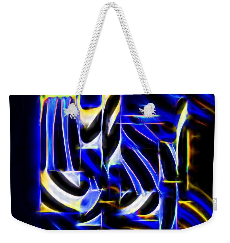 Geometric Weekender Tote Bag featuring the digital art A Blue Blaze by Diana Mary Sharpton