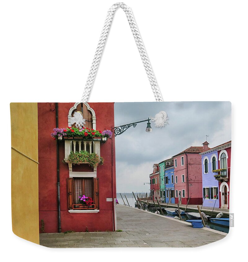 Burano Weekender Tote Bag featuring the photograph A Burano View by Dave Mills