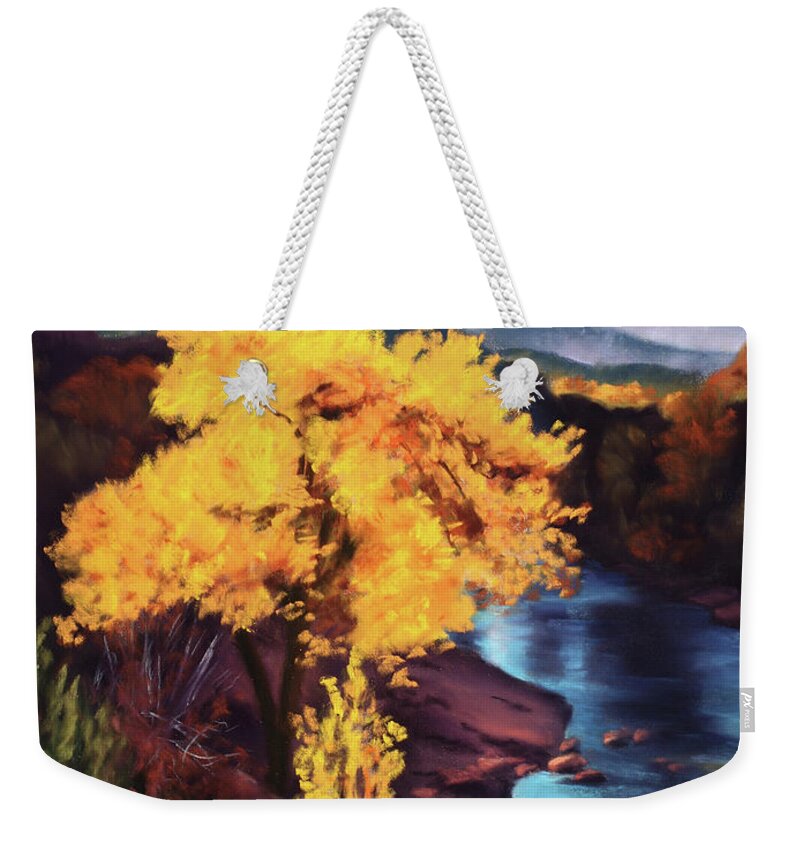 Autumn Weekender Tote Bag featuring the painting A Burst of Fall by Sandi Snead