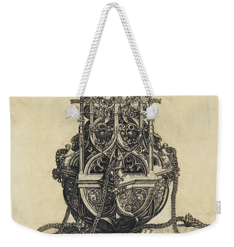 Martin Schongauer Weekender Tote Bag featuring the drawing A Censer by Martin Schongauer