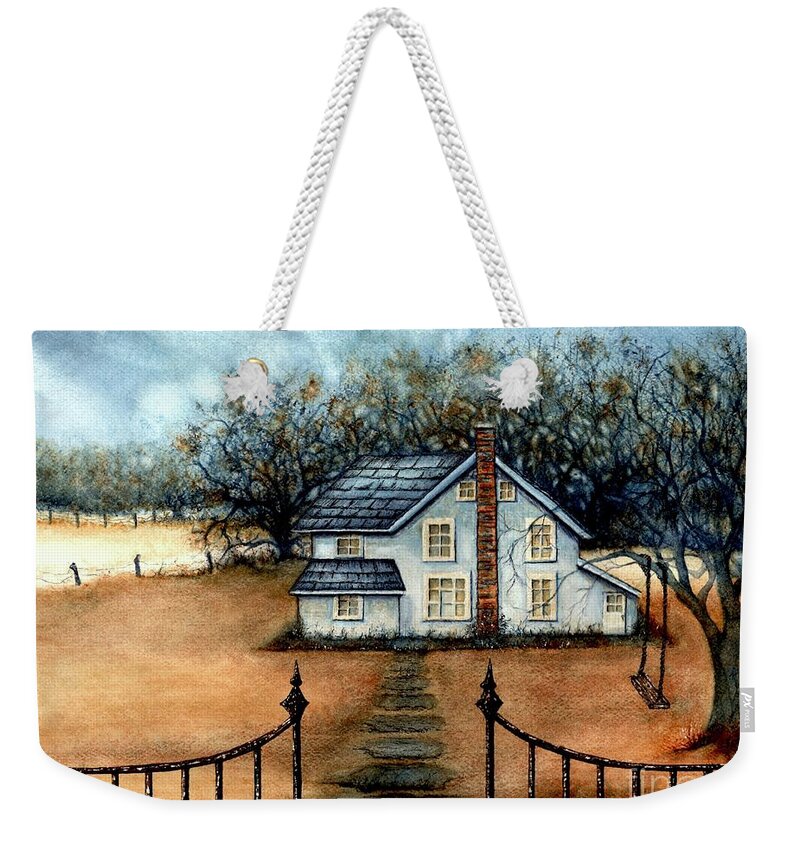 House Weekender Tote Bag featuring the painting A country Home by Janine Riley