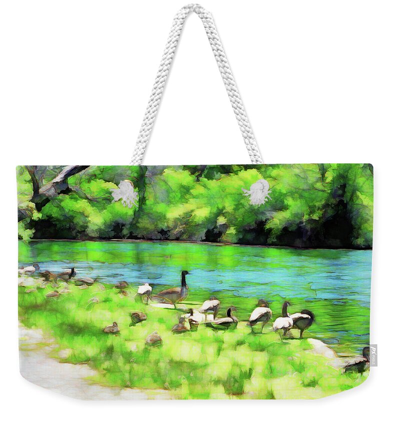 Dufferin Islands Weekender Tote Bag featuring the digital art A Day At The Beach by Leslie Montgomery