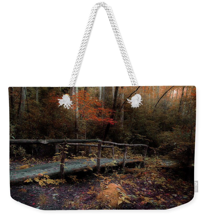 Nature Trail Bridge Weekender Tote Bag featuring the photograph A Day Hiking by Mike Eingle