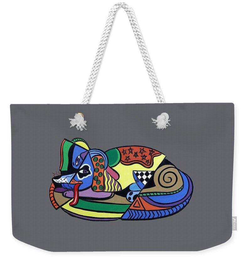 A Dog Named Picasso T-shirt Weekender Tote Bag featuring the painting A Dog Named Picasso T-Shirt by Anthony Falbo