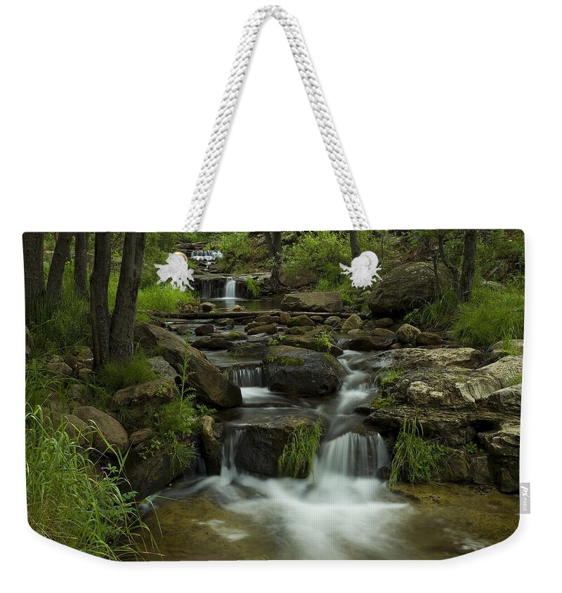 Creek Weekender Tote Bag featuring the photograph A Peaceful Place by Sue Cullumber