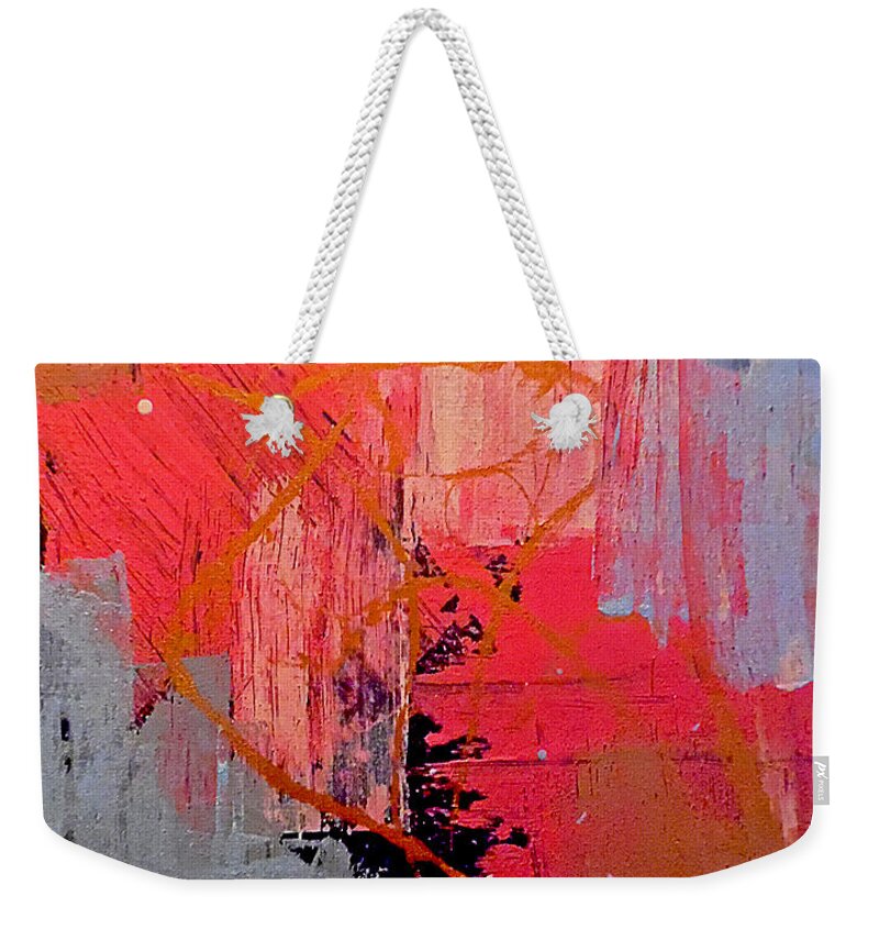Pink Abstract Weekender Tote Bag featuring the painting A Few of My Favorite Things by Jilian Cramb - AMothersFineArt