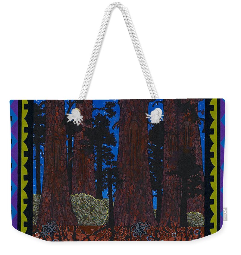 Native American Weekender Tote Bag featuring the painting A Forest Whispers by Chholing Taha