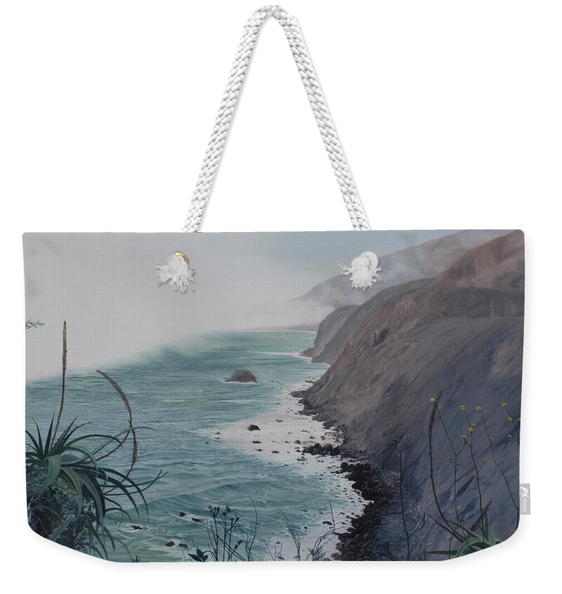 California Weekender Tote Bag featuring the painting A fog creeps in by Barbara Barber
