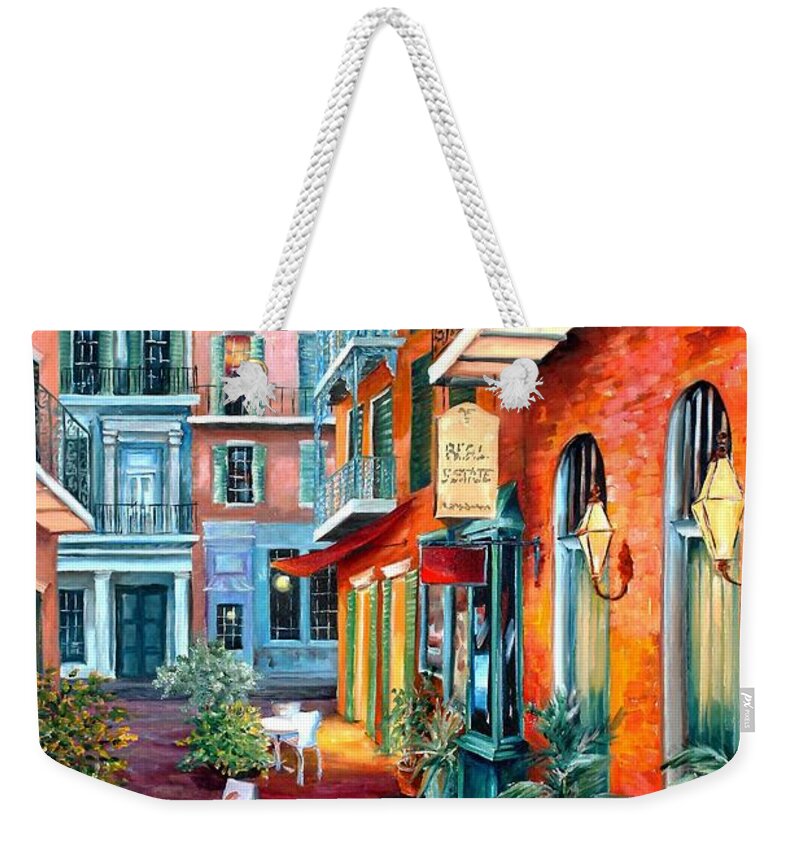 New Orleans Weekender Tote Bag featuring the painting A French Quarter Evening by Diane Millsap