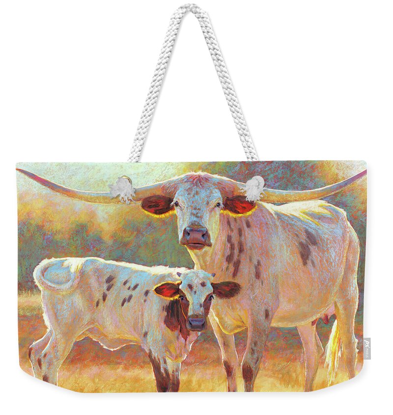 Longhorn Weekender Tote Bag featuring the pastel A Future Promise by Rita Kirkman