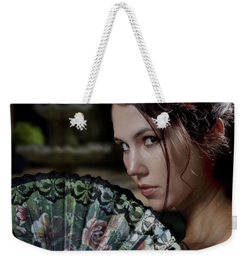 Woman Weekender Tote Bag featuring the photograph A Glance in the Night by Robert Och