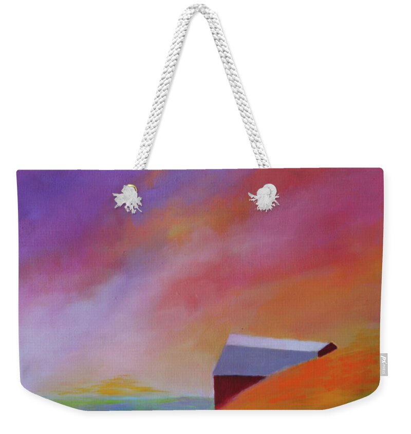 Landscape Weekender Tote Bag featuring the painting A Hot Day in Michigan by Karin Eisermann