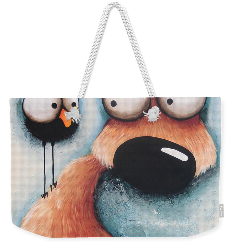 Dog Weekender Tote Bag featuring the painting A Little Tattle Tale by Lucia Stewart