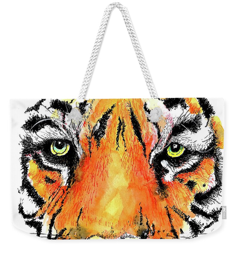 Tigers Weekender Tote Bag featuring the painting A Nice Tiger by Terry Banderas