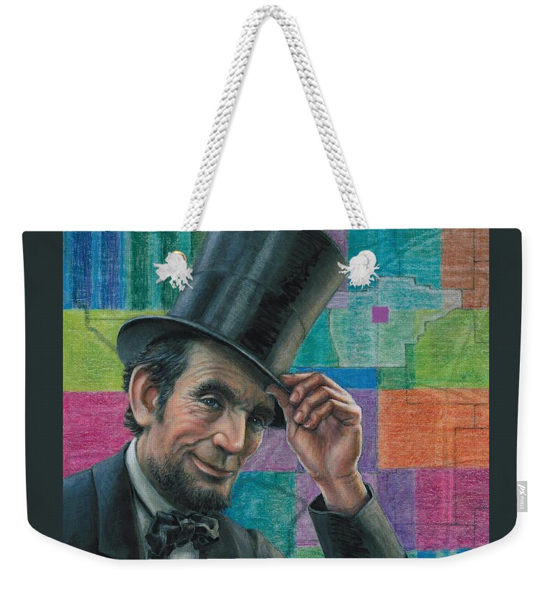Abraham Weekender Tote Bag featuring the painting A Nod to Springfield by Jane Bucci