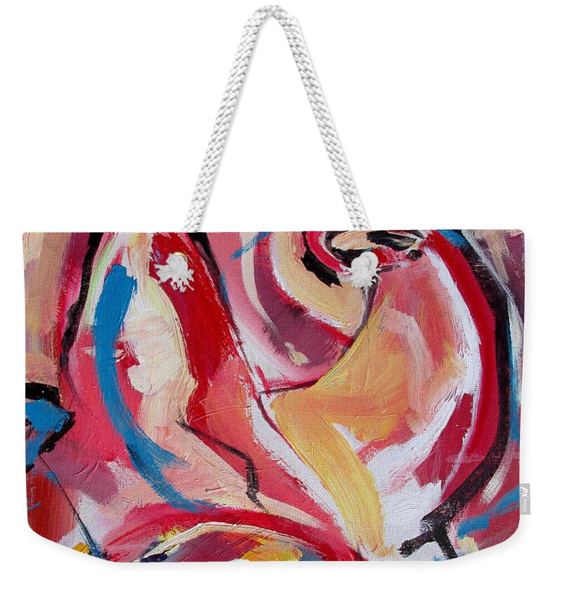 Florals Weekender Tote Bag featuring the painting A Pair of Roses by John Gholson