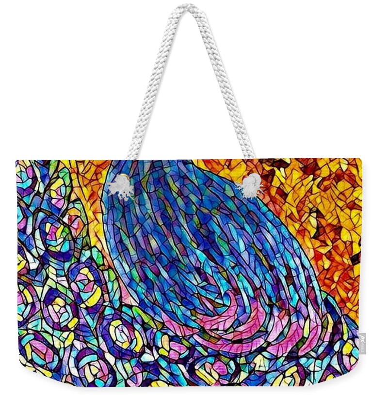 Peacocks Weekender Tote Bag featuring the painting A peacock stained by Megan walsh